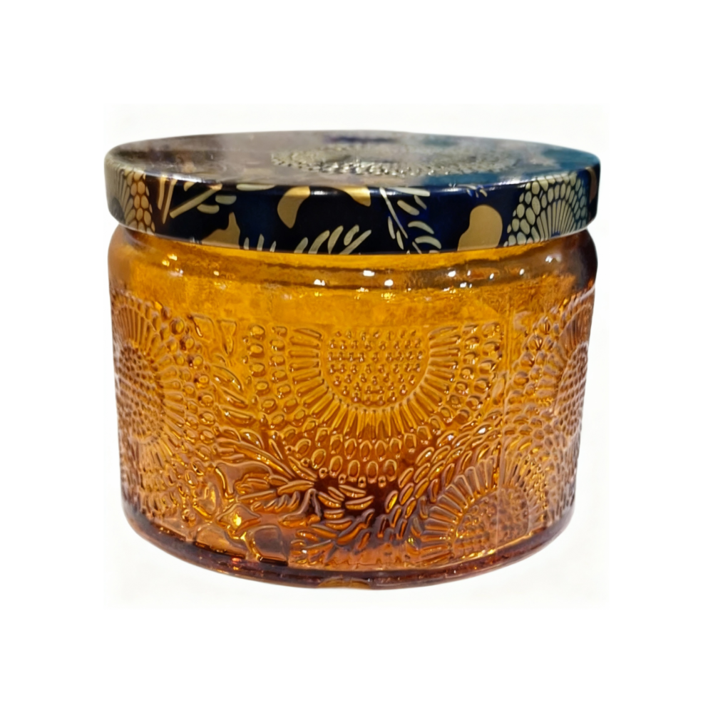 Yellow Embossed Glass Storage