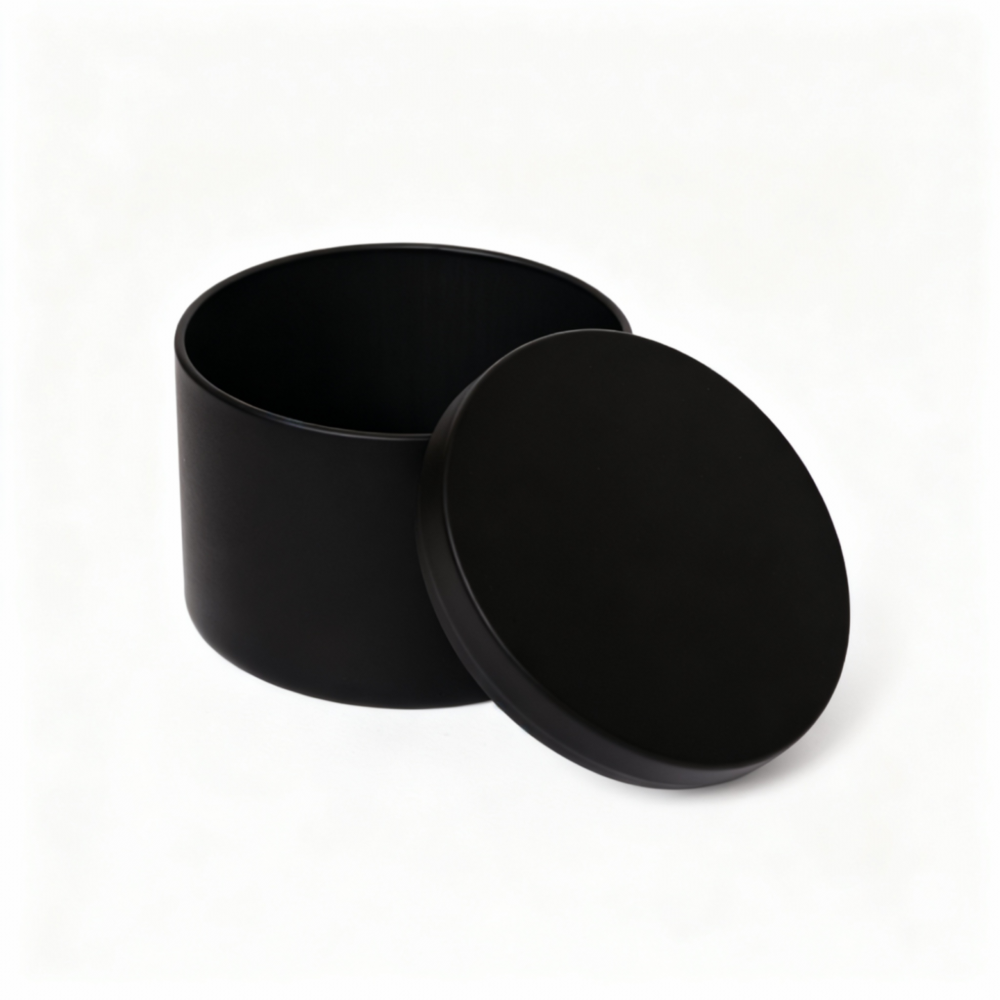 Black Round Metal Storage Tin