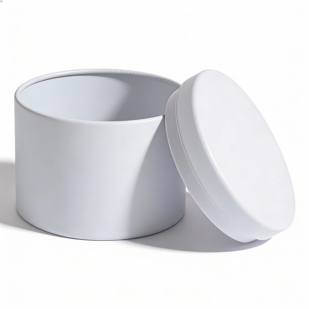 White Round Metal Storage Tin with Lid 100g