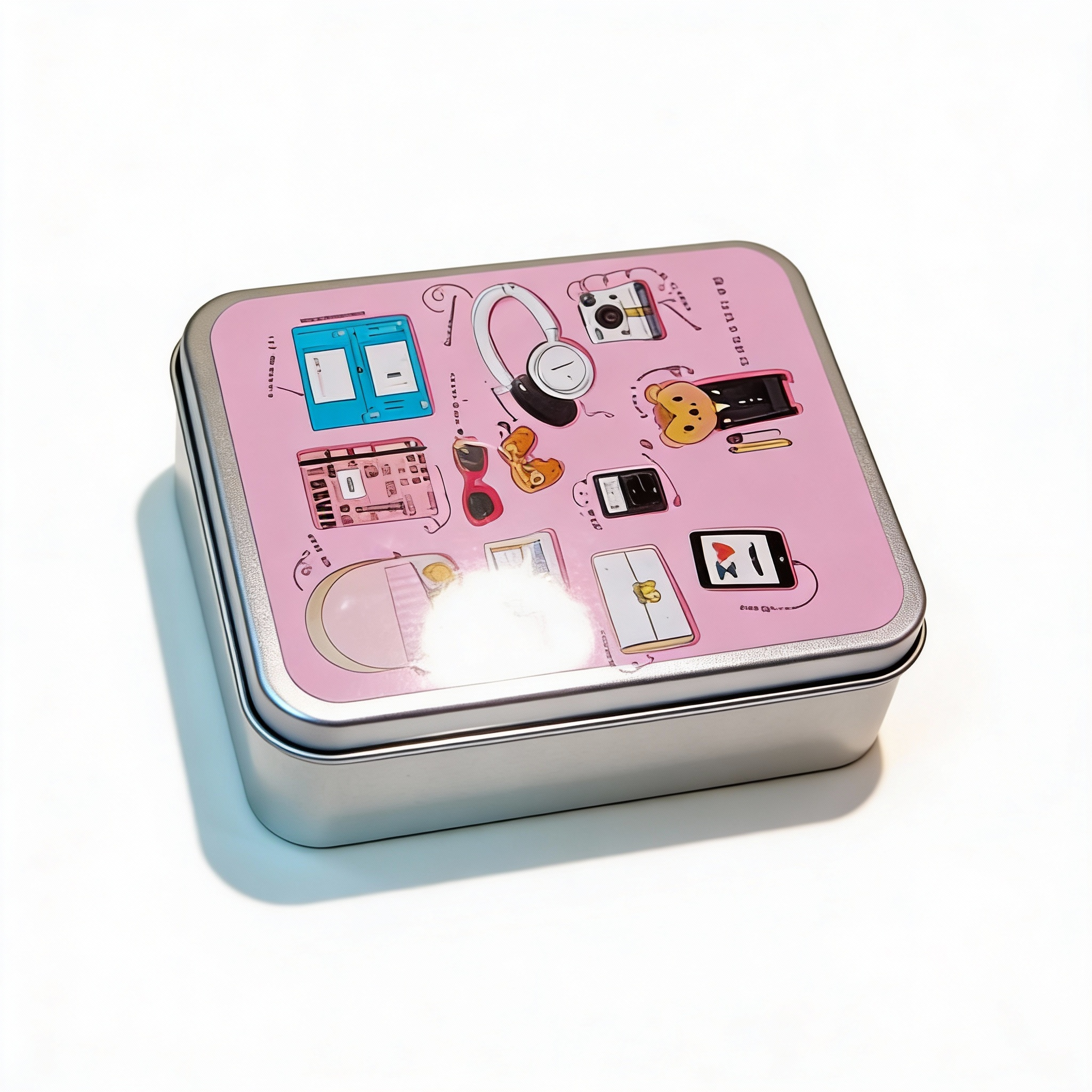 Silver Metal Tinplate Storage Container with Pink Decorative Lid – 100g Tin for Candles, Accessories & Beads Silver Metal Tinplate Storage Container with Pink Decorative Lid – 100g Tin for Candles, Accessories & Beads