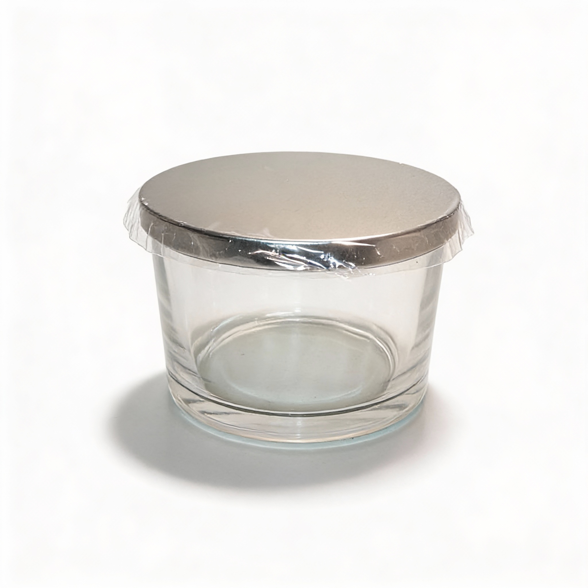 Transparent Glass Candle Container with Silver Lid – 350g Capacity Transparent Glass Candle Container with Silver Lid – 350g Capacity