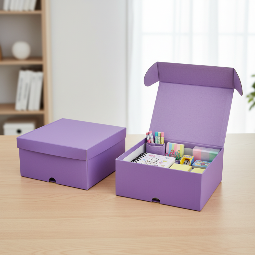 Purple Cartoon Storage Box – 20 × 20 cm
