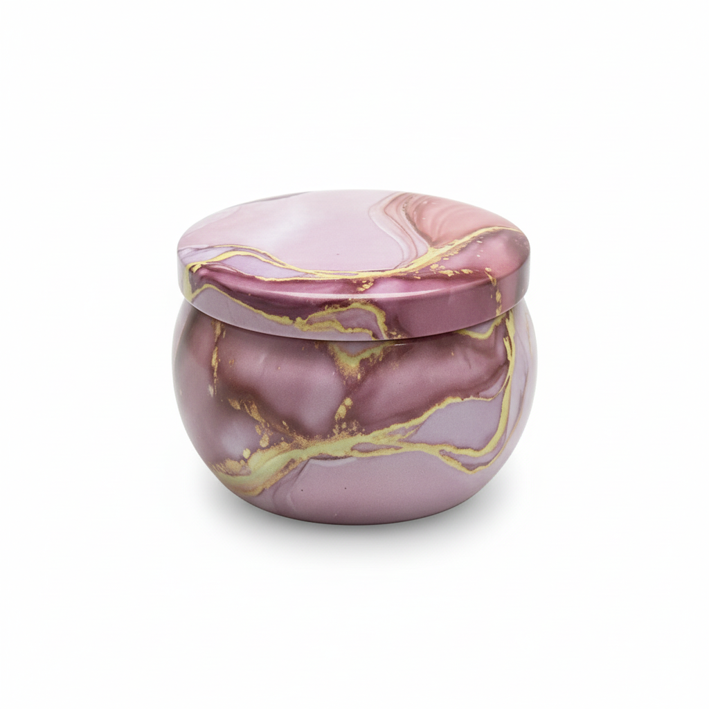 Light Purple Mandala Marble Metal Storage Tin 7.5 × 5 cm for Candles & Accessories – 100g Light Purple Mandala Marble Metal Storage Tin 7.5 × 5 cm for Candles & Accessories – 100g